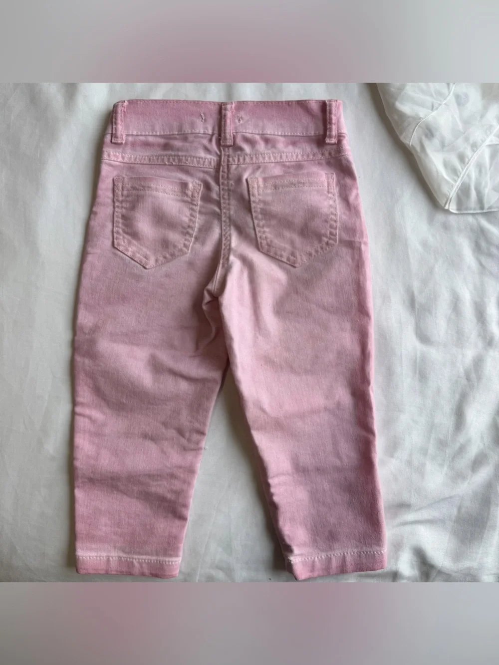 Pink Toddler Jeans and White Polka Dot Rose Tank Set